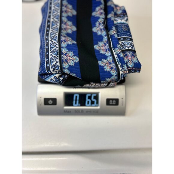 Pink Republic Womens L Printed Sleeveless Slip Dress Blue Black Patterned V-Neck - Picture 9 of 9